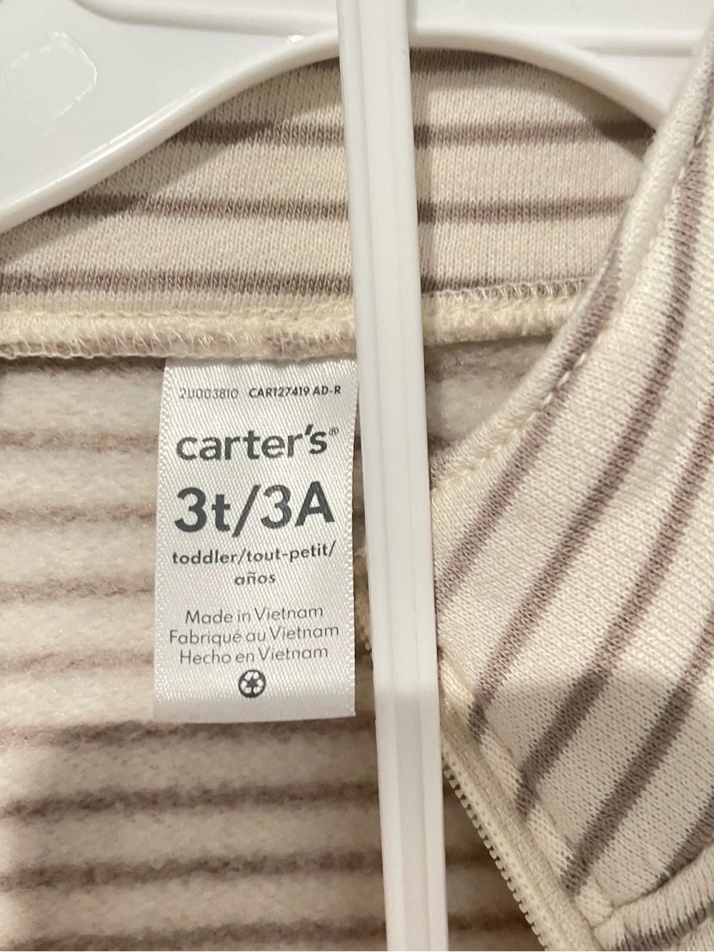 Carter's Toddler Striped Half-Zip Set - Cream & Tan